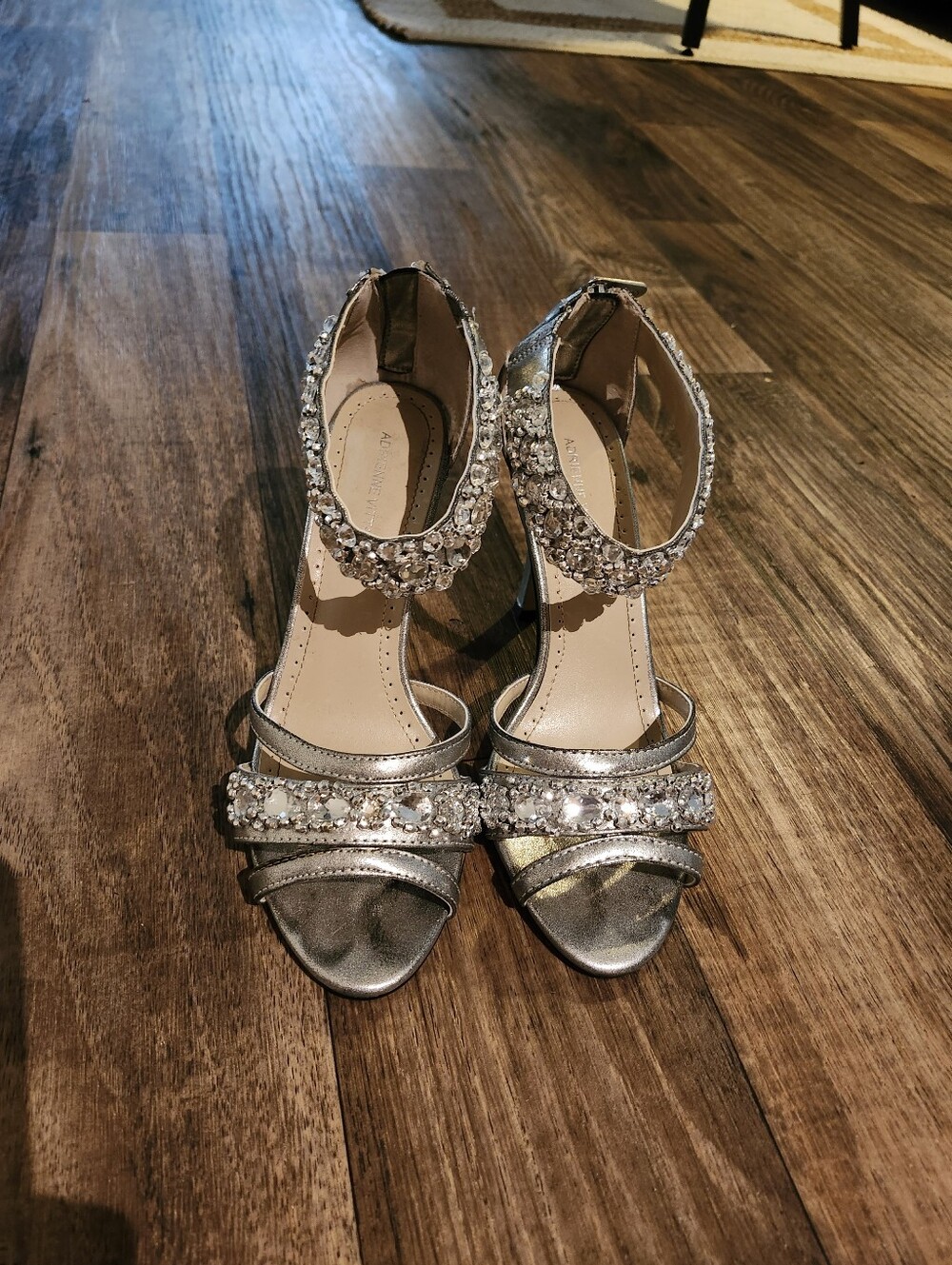 Adrienne Vittadini Embellished Metallic Silver Women's Dress Sandals Sz 7.5